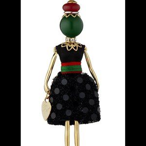 Gisel handmade doll necklace, black sequin
